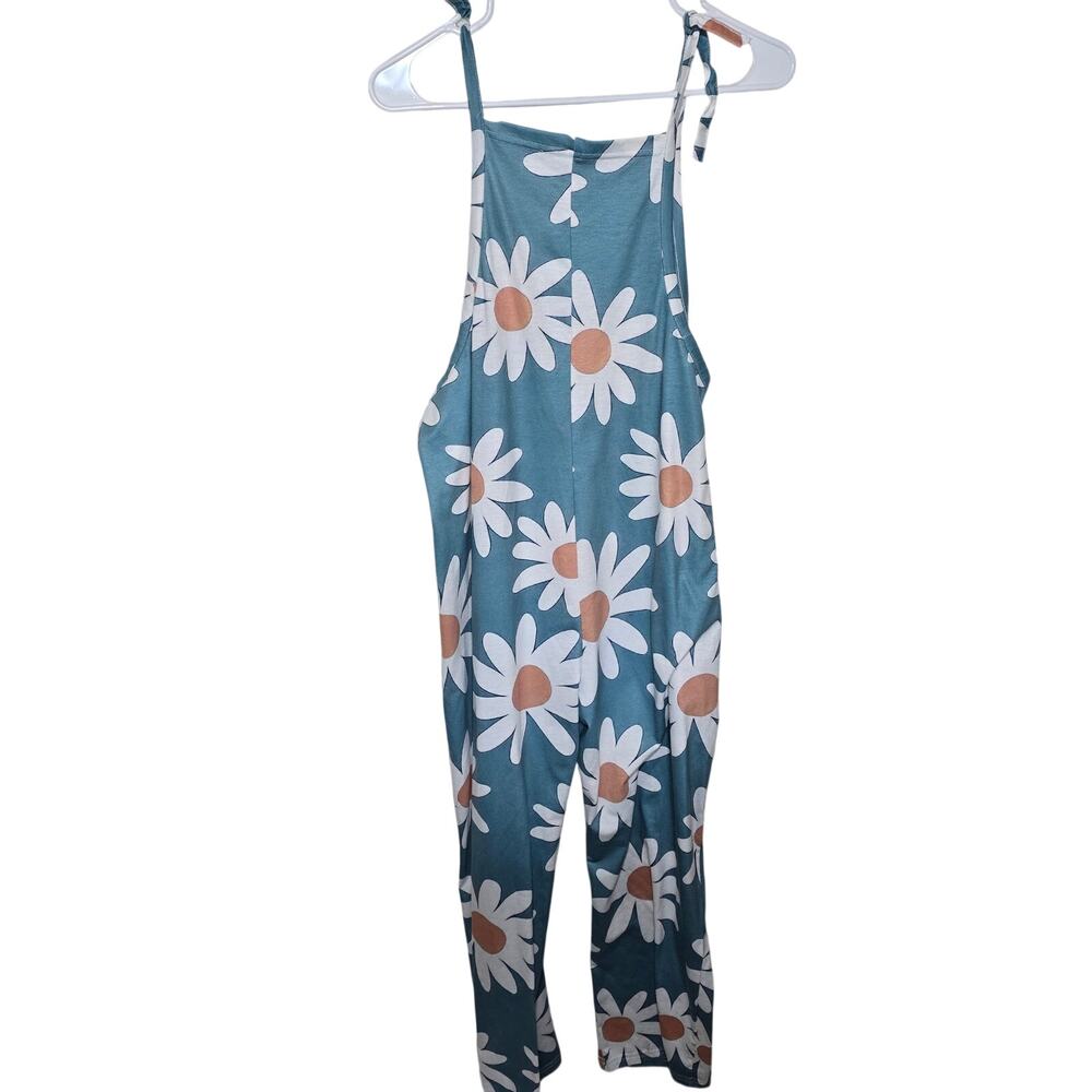 Unbranded Multicolor Floral Daisy 70s Mod Hippie Jumpsuit Wide Leg Sleeveless